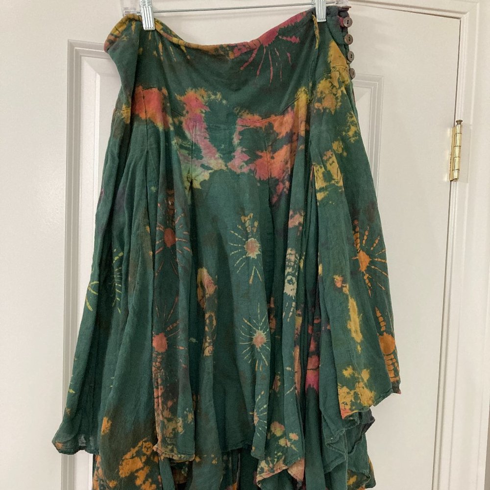 Green & Pink Tie-Dye Skirt One Size (Fits s-m)